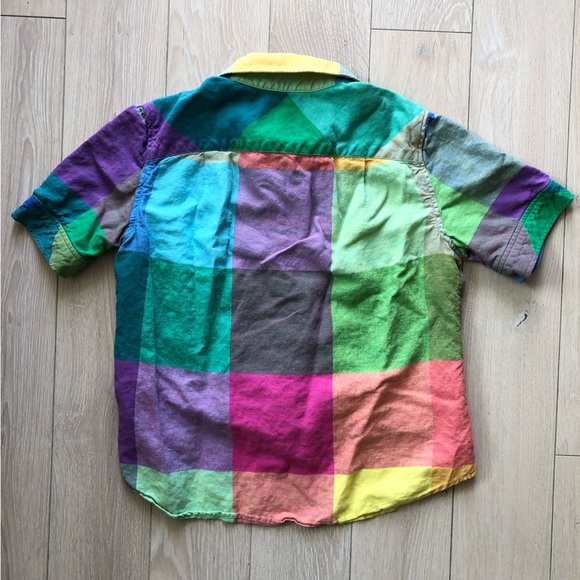 Liz Claiborne Linen Cotton Blend Colorful Plaid Cropped Button-Up Shirt Size S - Picture 8 of 8